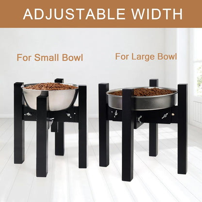 Elevated Dog Bowl Stand Adjustable Dog Food Holder 7”H Small Bamboo