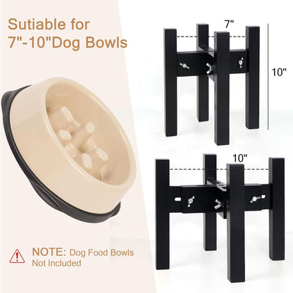 Elevated Dog Bowl Stand Adjustable Dog Food Holder 7”H Small Bamboo