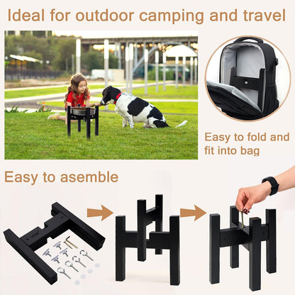 Elevated Dog Bowl Stand Adjustable Dog Food Holder 7”H Small Bamboo