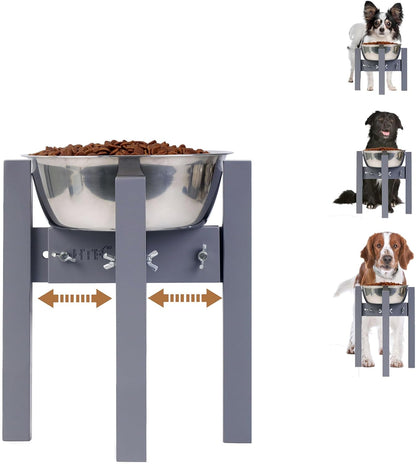 Elevated Dog Bowl Stand Adjustable Dog Food Holder 7”H Small Bamboo