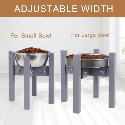 Elevated Dog Bowl Stand Adjustable Dog Food Holder 7”H Small Bamboo