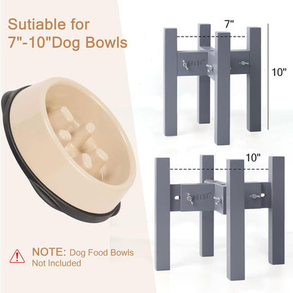 Elevated Dog Bowl Stand Adjustable Dog Food Holder 7”H Small Bamboo