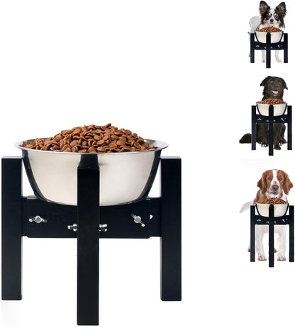 Elevated Dog Bowl Stand Adjustable Dog Food Holder 7”H Small Bamboo
