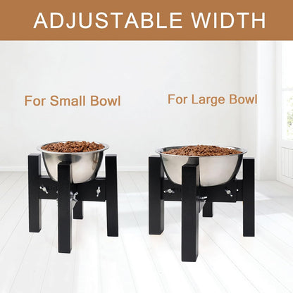 Elevated Dog Bowl Stand Adjustable Dog Food Holder 7”H Small Bamboo