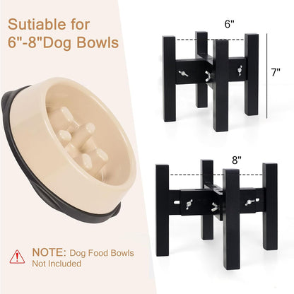 Elevated Dog Bowl Stand Adjustable Dog Food Holder 7”H Small Bamboo