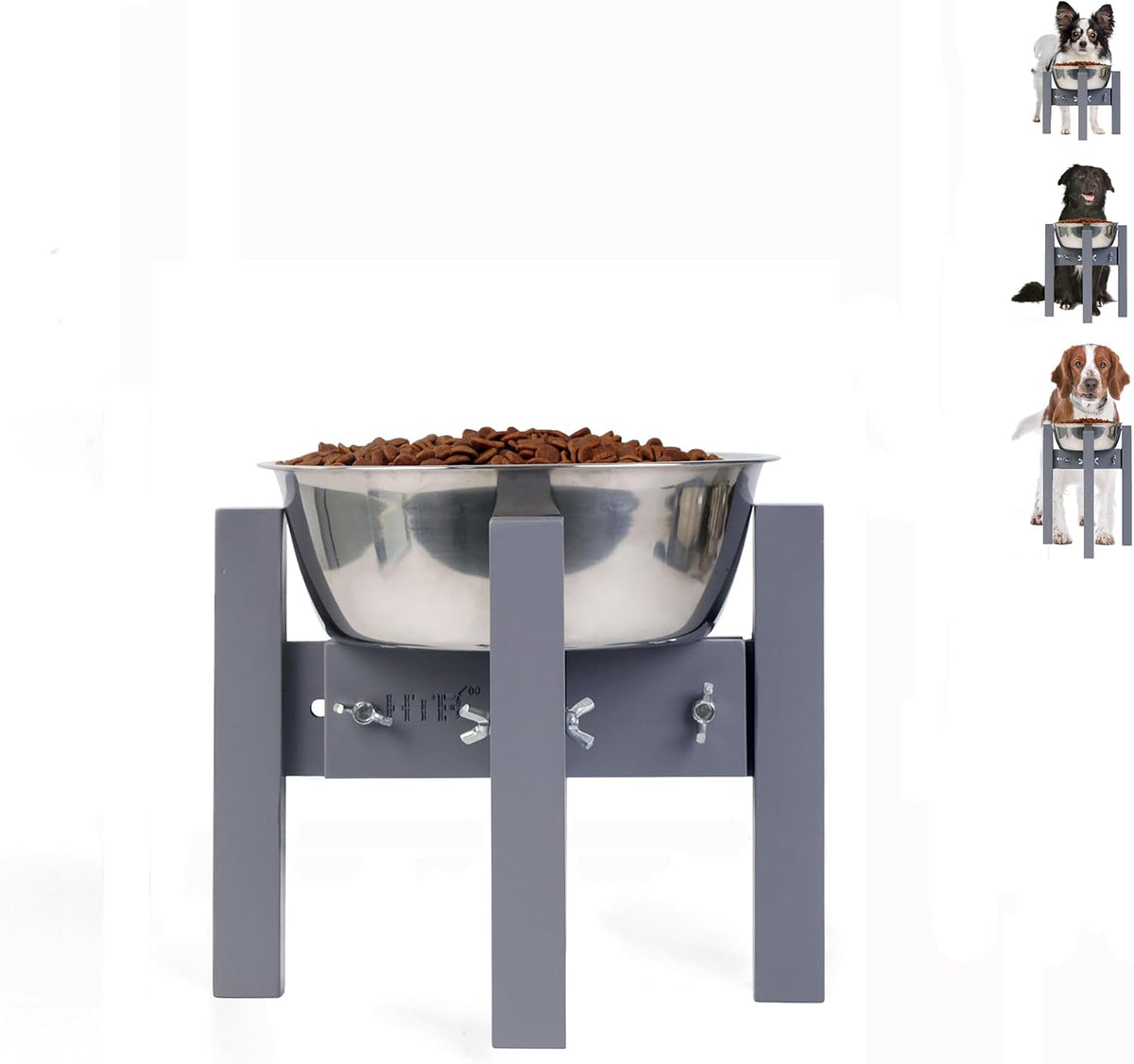 Elevated Dog Bowl Stand Adjustable Dog Food Holder 7”H Small Bamboo