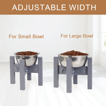 Elevated Dog Bowl Stand Adjustable Dog Food Holder 7”H Small Bamboo