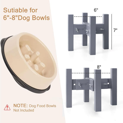 Elevated Dog Bowl Stand Adjustable Dog Food Holder 7”H Small Bamboo