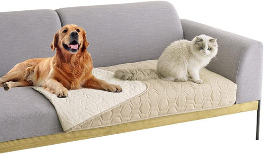 Waterproof Blanket Couch Cover for Dogs Non-Slip Pet Sofa Protector | Tcksstex Non-slip waterproof couch cover scratch resistant machine washable protects sofa bed car（52x82-Ivory）