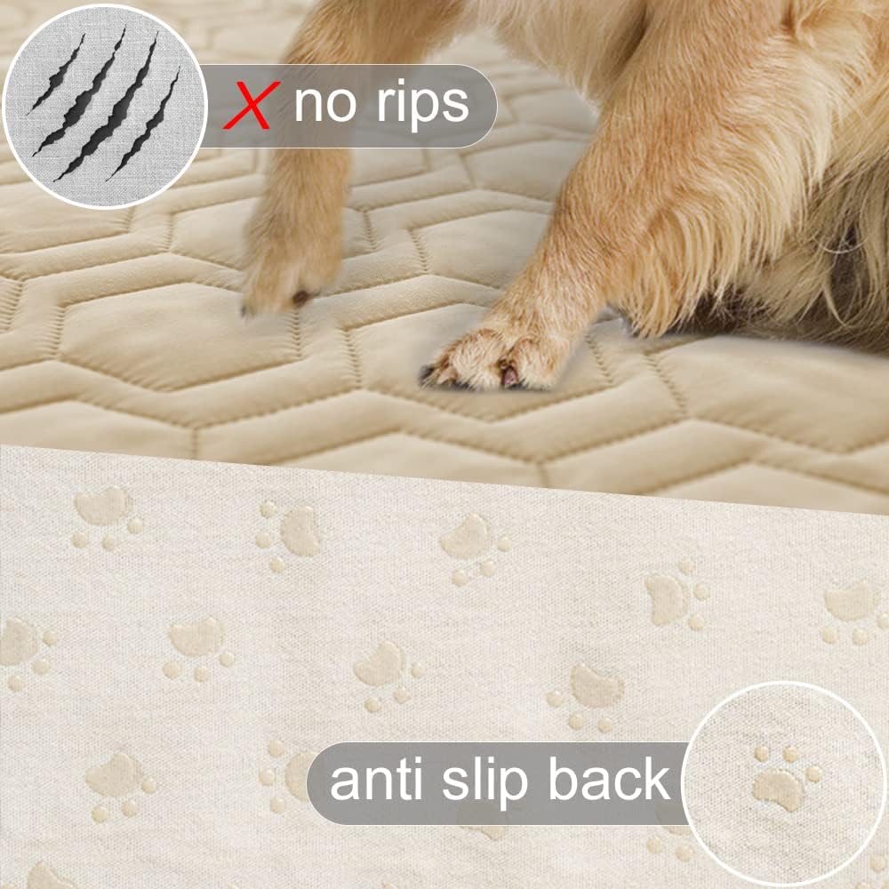 Waterproof Blanket Couch Cover for Dogs Non-Slip Pet Sofa Protector | Tcksstex Non-slip waterproof couch cover scratch resistant machine washable protects sofa bed car（52x82-Ivory）