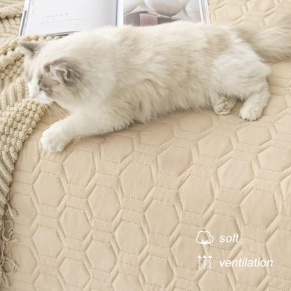 Waterproof Blanket Couch Cover for Dogs Non-Slip Pet Sofa Protector | Tcksstex Non-slip waterproof couch cover scratch resistant machine washable protects sofa bed car（52x82-Ivory）