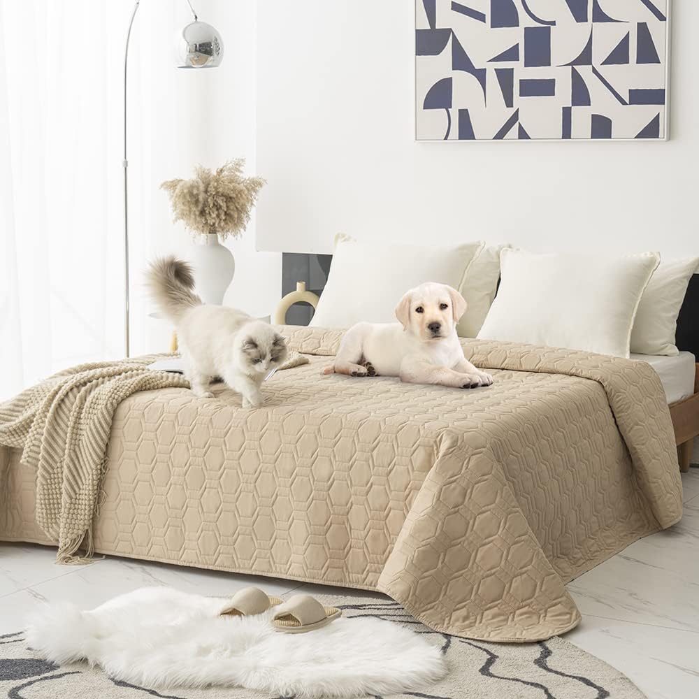 Waterproof Blanket Couch Cover for Dogs Non-Slip Pet Sofa Protector | Tcksstex Non-slip waterproof couch cover scratch resistant machine washable protects sofa bed car（52x82-Ivory）