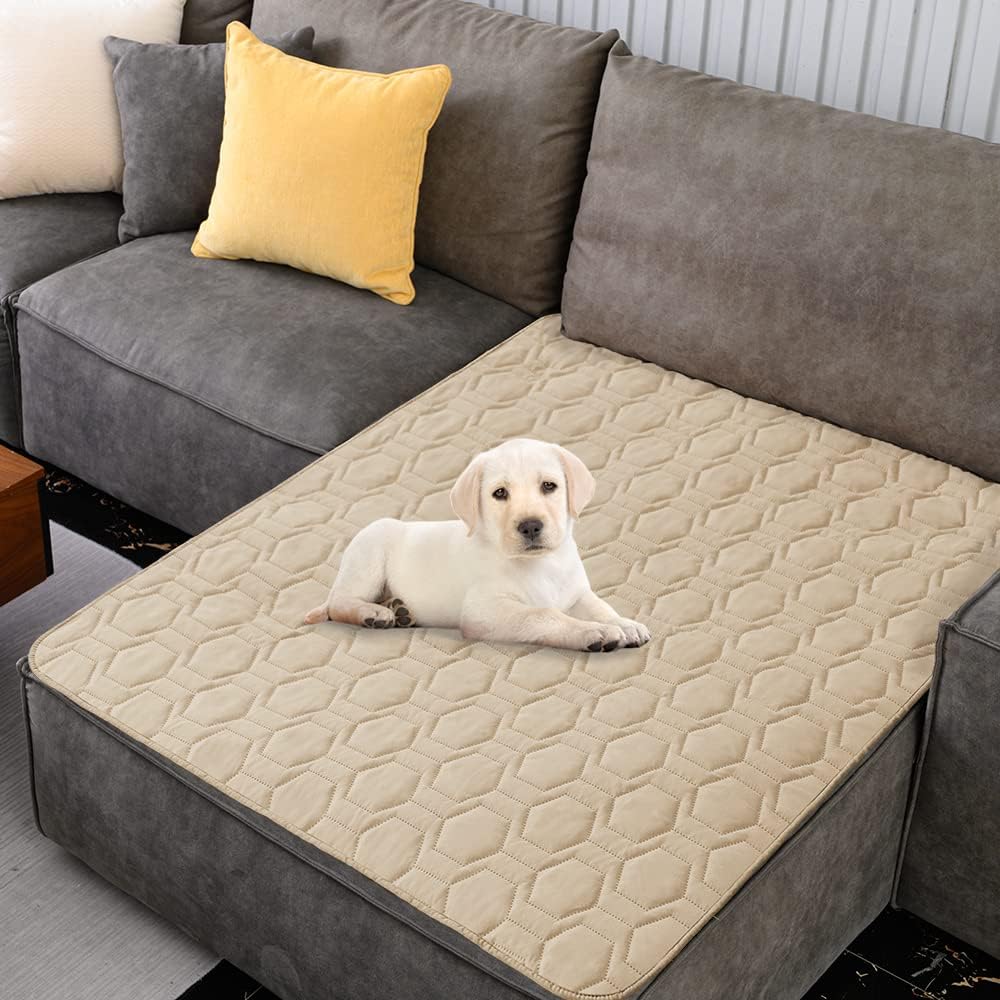 Waterproof Blanket Couch Cover for Dogs Non-Slip Pet Sofa Protector | Tcksstex Non-slip waterproof couch cover scratch resistant machine washable protects sofa bed car（52x82-Ivory）
