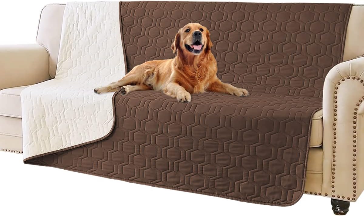 Waterproof Blanket Couch Cover for Dogs Non-Slip Pet Sofa Protector | Tcksstex Non-slip waterproof couch cover scratch resistant machine washable protects sofa bed car（52x82-Ivory）