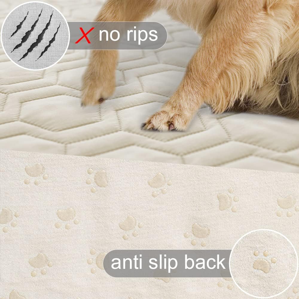Waterproof Blanket Couch Cover for Dogs Non-Slip Pet Sofa Protector | Tcksstex Non-slip waterproof couch cover scratch resistant machine washable protects sofa bed car（52x82-Ivory）