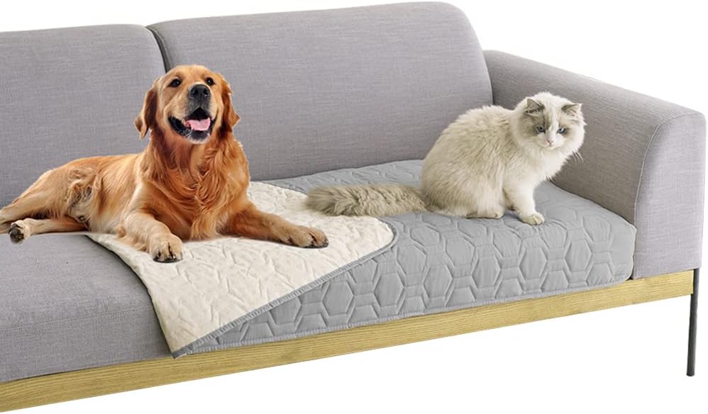Waterproof Blanket Couch Cover for Dogs Non-Slip Pet Sofa Protector | Tcksstex Non-slip waterproof couch cover scratch resistant machine washable protects sofa bed car（52x82-Ivory）
