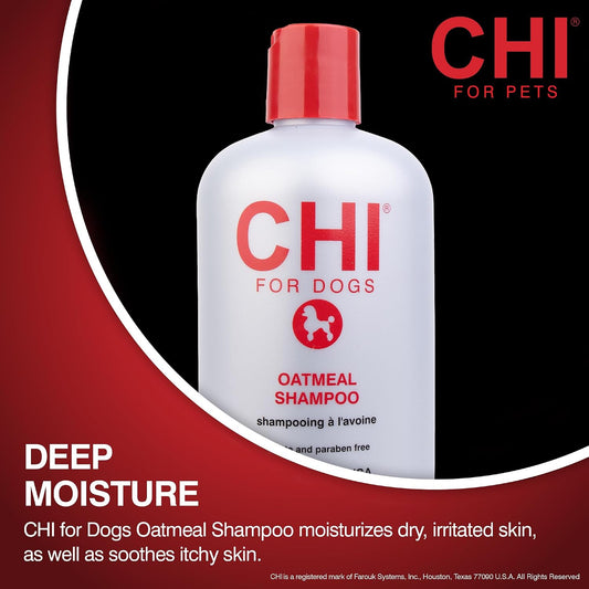 CHI for Dogs Oatmeal Dog Shampoo, Gentle Formula, 16 Fl Oz Bottle