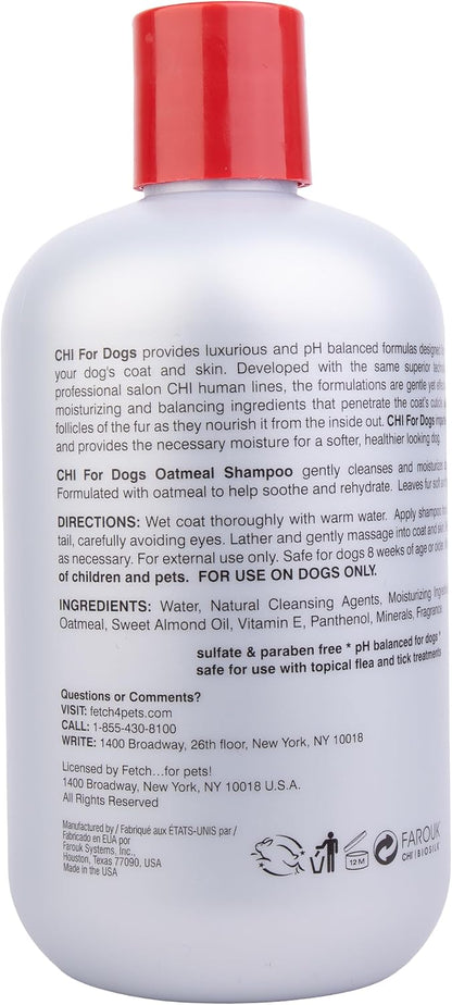 CHI for Dogs Oatmeal Dog Shampoo, Gentle Formula, 16 Fl Oz Bottle