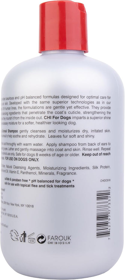 CHI for Dogs Oatmeal Dog Shampoo, Gentle Formula, 16 Fl Oz Bottle