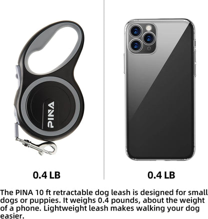 Retractable Dog Leash, 26ft Dog Leash for Small Medium Large Dogs Up to 110lbs, 360° Tangle-Free Strong Reflective Nylon Tape, with Anti-Slip Handle, One-Handed Brake, Lock - Black Blue