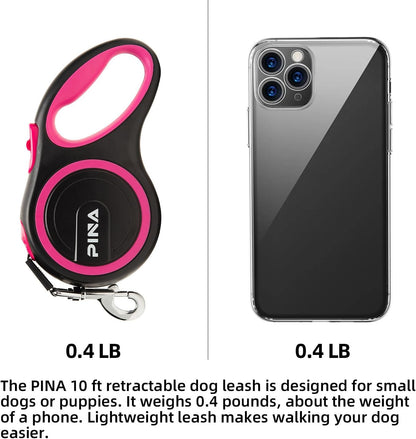 Retractable Dog Leash, 26ft Dog Leash for Small Medium Large Dogs Up to 110lbs, 360° Tangle-Free Strong Reflective Nylon Tape, with Anti-Slip Handle, One-Handed Brake, Lock - Black Blue