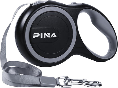 Retractable Dog Leash, 26ft Dog Leash for Small Medium Large Dogs Up to 110lbs, 360° Tangle-Free Strong Reflective Nylon Tape, with Anti-Slip Handle, One-Handed Brake, Lock - Black Blue