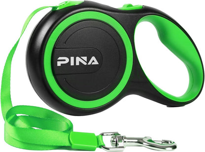 Retractable Dog Leash, 26ft Dog Leash for Small Medium Large Dogs Up to 110lbs, 360° Tangle-Free Strong Reflective Nylon Tape, with Anti-Slip Handle, One-Handed Brake, Lock - Black Blue
