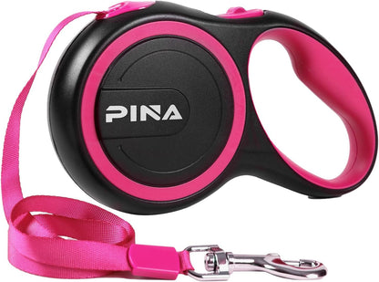 Retractable Dog Leash, 26ft Dog Leash for Small Medium Large Dogs Up to 110lbs, 360° Tangle-Free Strong Reflective Nylon Tape, with Anti-Slip Handle, One-Handed Brake, Lock - Black Blue