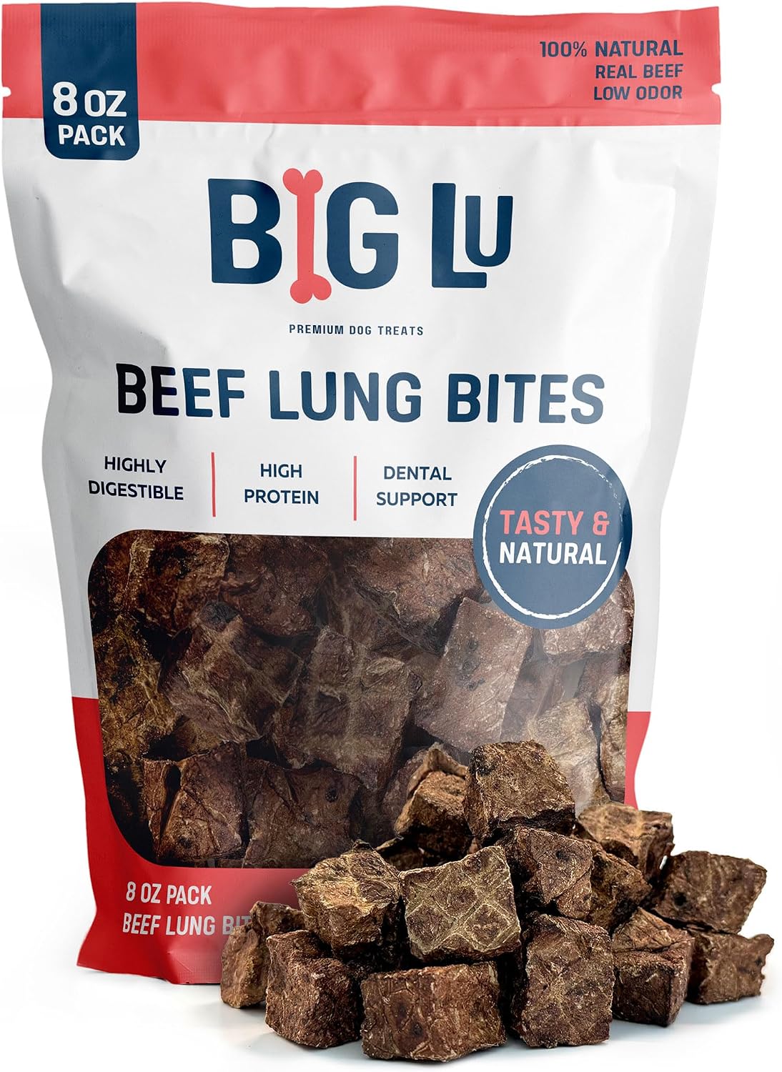 Beef Lung Dog Treats, (8 oz) – Dehydrated Single Ingredient Training Treats for All Breeds | 100% Pure Beef, High Protein & Packed with Essential Vitamins B12, Iron & Zinc