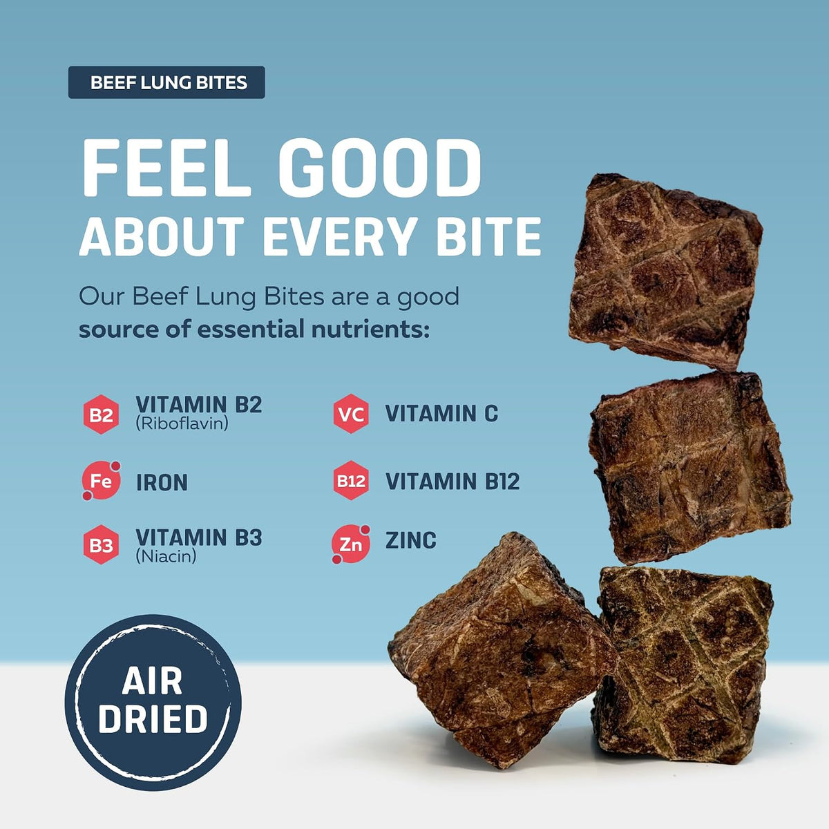 Beef Lung Dog Treats, (8 oz) – Dehydrated Single Ingredient Training Treats for All Breeds | 100% Pure Beef, High Protein & Packed with Essential Vitamins B12, Iron & Zinc