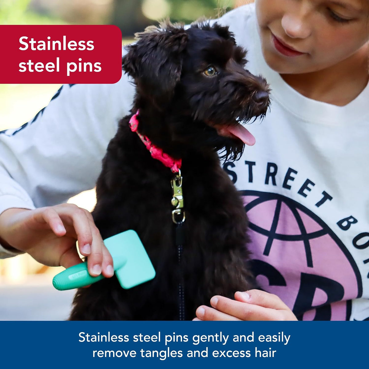 Li'l Pals Dog Slicker Brush with Coated Tips - Dog Grooming Brush for Small Breeds & Puppies - One Size (3.25” x 7.25”)