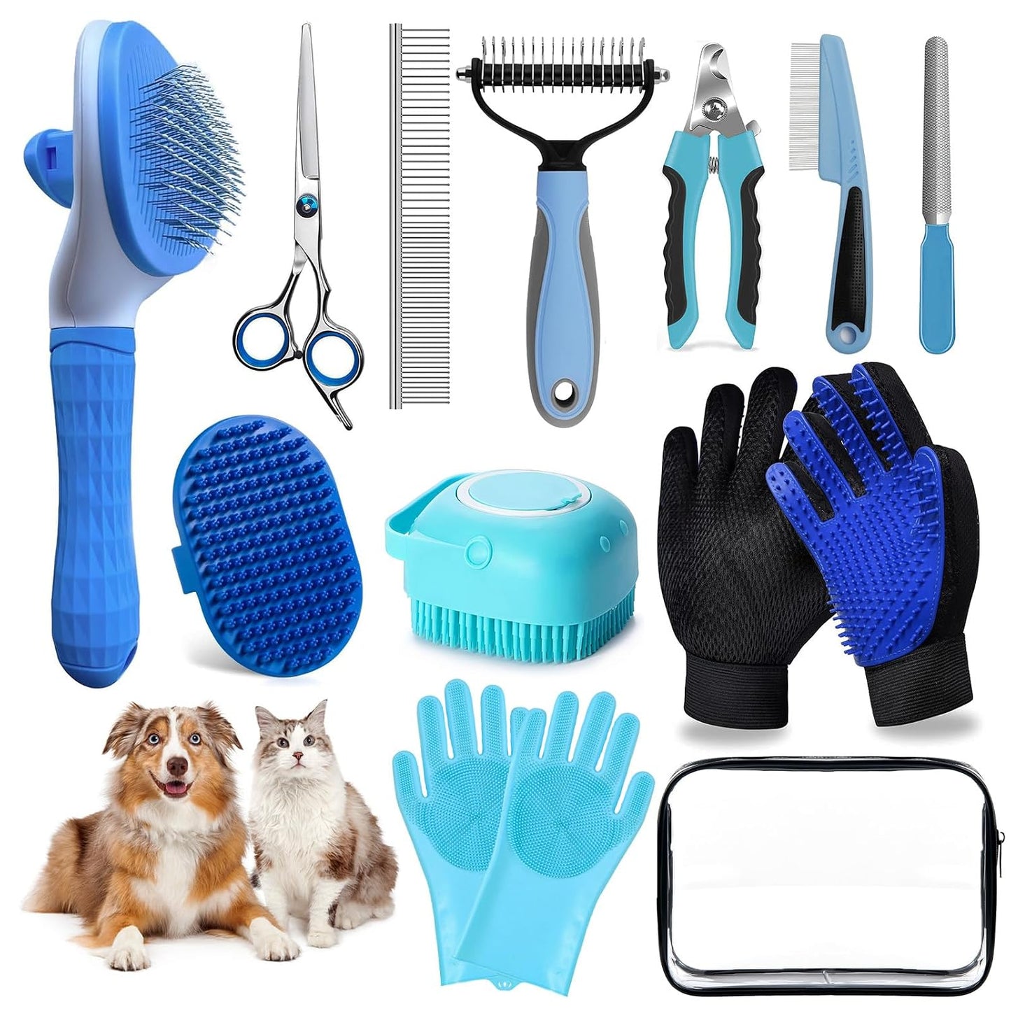 Bath Grooming Kit for Pets, 10pcs Dog Brush for Shedding with Dog Nail Clipper and Trimmer, Dog and Cat Grooming Supplies, Dematting Comb for Dogs, Pet Bath Supplies