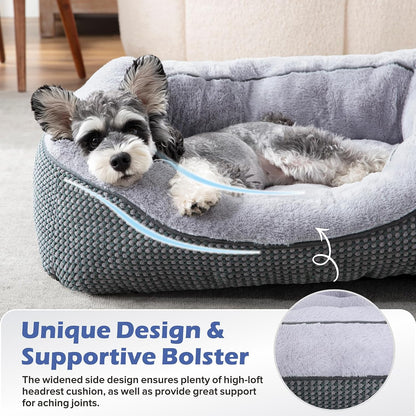 Medium Dog Beds for Medium Dogs Washable, Rectangle Dog Bed Medium Size Dog, Orthopedic Dog Bed, Warming Soft Calming Sleeping Puppy Bed Durable Pet Bed with Anti-Slip Bottom M(30"x24"x9")