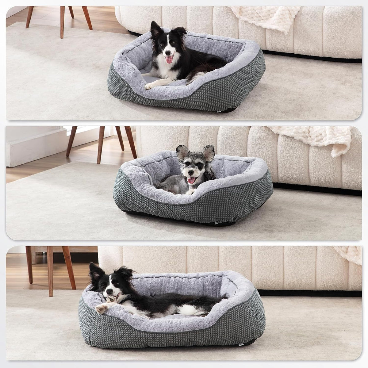 Medium Dog Beds for Medium Dogs Washable, Rectangle Dog Bed Medium Size Dog, Orthopedic Dog Bed, Warming Soft Calming Sleeping Puppy Bed Durable Pet Bed with Anti-Slip Bottom M(30"x24"x9")
