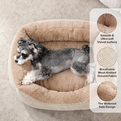 Medium Dog Beds for Medium Dogs Washable, Rectangle Dog Bed Medium Size Dog, Orthopedic Dog Bed, Warming Soft Calming Sleeping Puppy Bed Durable Pet Bed with Anti-Slip Bottom M(30"x24"x9")