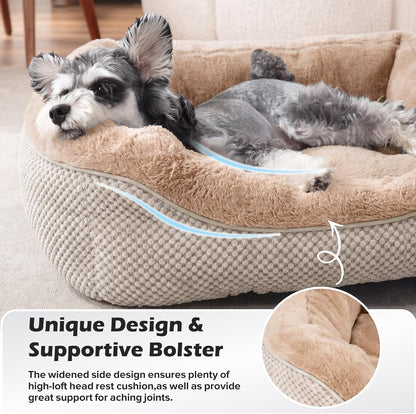 Medium Dog Beds for Medium Dogs Washable, Rectangle Dog Bed Medium Size Dog, Orthopedic Dog Bed, Warming Soft Calming Sleeping Puppy Bed Durable Pet Bed with Anti-Slip Bottom M(30"x24"x9")