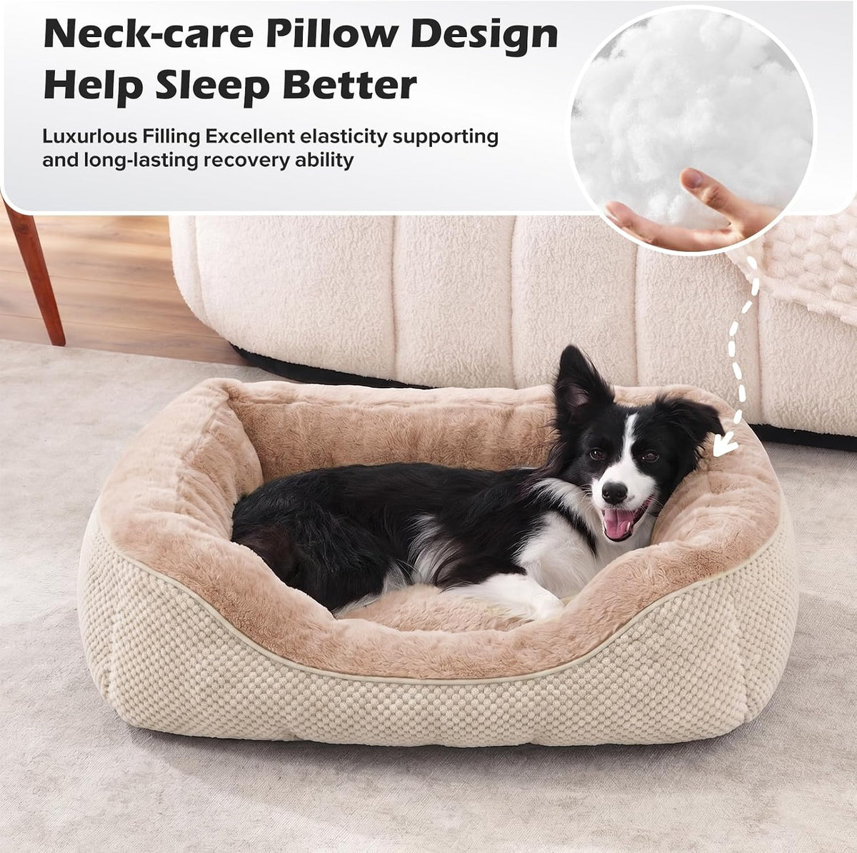 Medium Dog Beds for Medium Dogs Washable, Rectangle Dog Bed Medium Size Dog, Orthopedic Dog Bed, Warming Soft Calming Sleeping Puppy Bed Durable Pet Bed with Anti-Slip Bottom M(30"x24"x9")