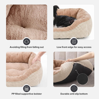 Medium Dog Beds for Medium Dogs Washable, Rectangle Dog Bed Medium Size Dog, Orthopedic Dog Bed, Warming Soft Calming Sleeping Puppy Bed Durable Pet Bed with Anti-Slip Bottom M(30"x24"x9")
