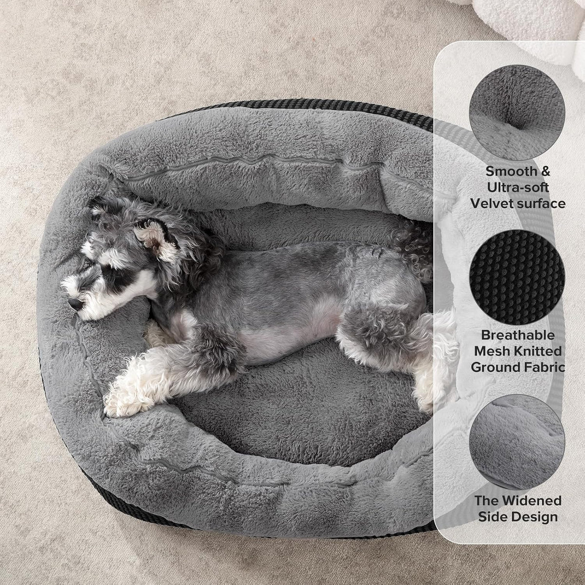 Medium Dog Beds for Medium Dogs Washable, Rectangle Dog Bed Medium Size Dog, Orthopedic Dog Bed, Warming Soft Calming Sleeping Puppy Bed Durable Pet Bed with Anti-Slip Bottom M(30"x24"x9")
