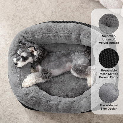 Medium Dog Beds for Medium Dogs Washable, Rectangle Dog Bed Medium Size Dog, Orthopedic Dog Bed, Warming Soft Calming Sleeping Puppy Bed Durable Pet Bed with Anti-Slip Bottom M(30"x24"x9")