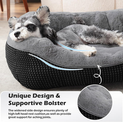 Medium Dog Beds for Medium Dogs Washable, Rectangle Dog Bed Medium Size Dog, Orthopedic Dog Bed, Warming Soft Calming Sleeping Puppy Bed Durable Pet Bed with Anti-Slip Bottom M(30"x24"x9")
