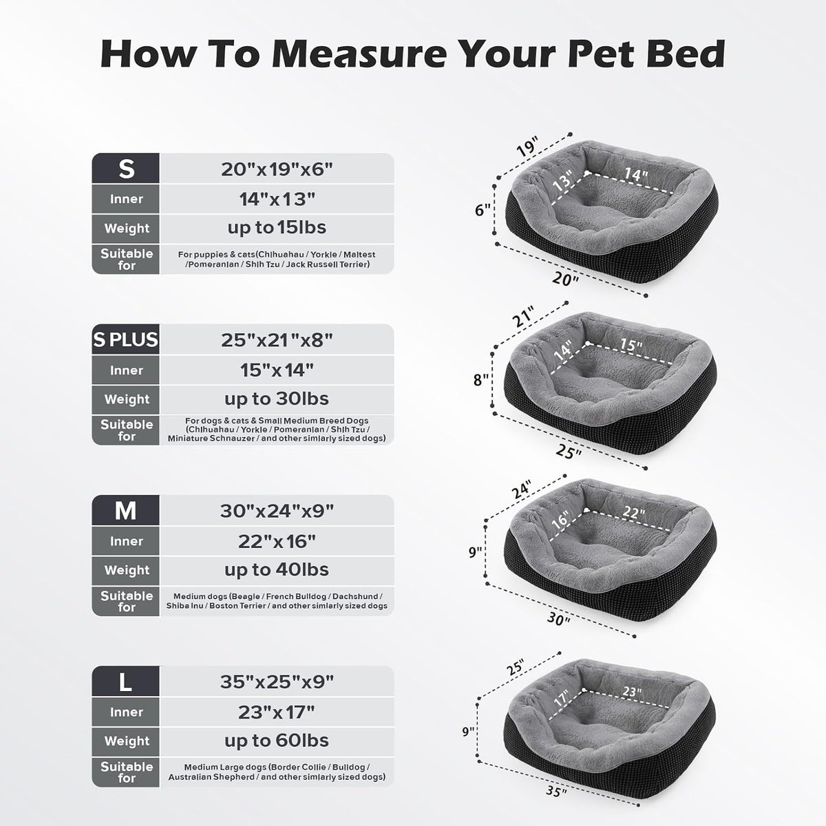 Medium Dog Beds for Medium Dogs Washable, Rectangle Dog Bed Medium Size Dog, Orthopedic Dog Bed, Warming Soft Calming Sleeping Puppy Bed Durable Pet Bed with Anti-Slip Bottom M(30"x24"x9")