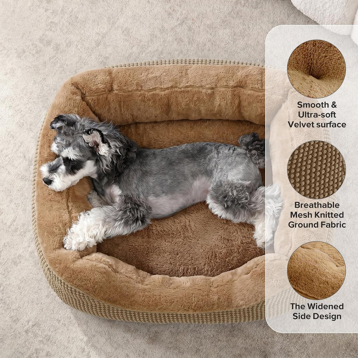 Medium Dog Beds for Medium Dogs Washable, Rectangle Dog Bed Medium Size Dog, Orthopedic Dog Bed, Warming Soft Calming Sleeping Puppy Bed Durable Pet Bed with Anti-Slip Bottom M(30"x24"x9")