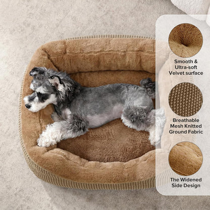 Medium Dog Beds for Medium Dogs Washable, Rectangle Dog Bed Medium Size Dog, Orthopedic Dog Bed, Warming Soft Calming Sleeping Puppy Bed Durable Pet Bed with Anti-Slip Bottom M(30"x24"x9")