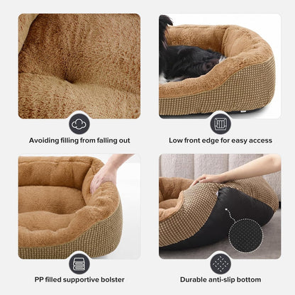 Medium Dog Beds for Medium Dogs Washable, Rectangle Dog Bed Medium Size Dog, Orthopedic Dog Bed, Warming Soft Calming Sleeping Puppy Bed Durable Pet Bed with Anti-Slip Bottom M(30"x24"x9")