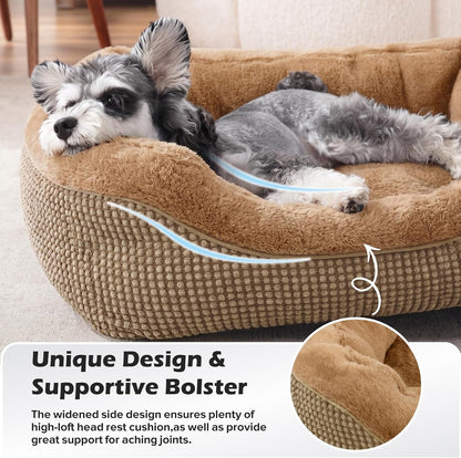 Medium Dog Beds for Medium Dogs Washable, Rectangle Dog Bed Medium Size Dog, Orthopedic Dog Bed, Warming Soft Calming Sleeping Puppy Bed Durable Pet Bed with Anti-Slip Bottom M(30"x24"x9")