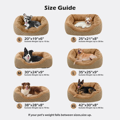 Medium Dog Beds for Medium Dogs Washable, Rectangle Dog Bed Medium Size Dog, Orthopedic Dog Bed, Warming Soft Calming Sleeping Puppy Bed Durable Pet Bed with Anti-Slip Bottom M(30"x24"x9")