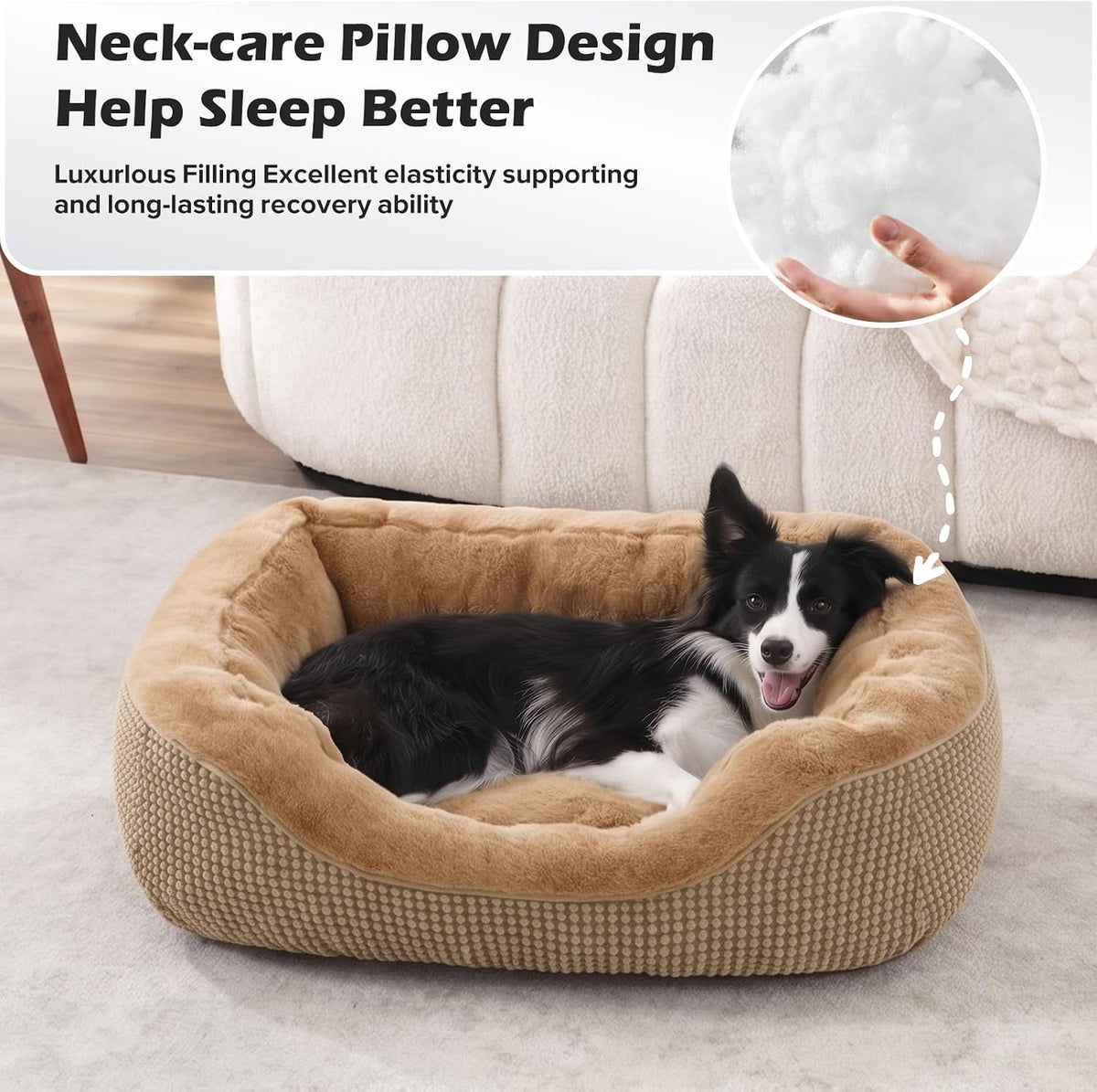 Medium Dog Beds for Medium Dogs Washable, Rectangle Dog Bed Medium Size Dog, Orthopedic Dog Bed, Warming Soft Calming Sleeping Puppy Bed Durable Pet Bed with Anti-Slip Bottom M(30"x24"x9")