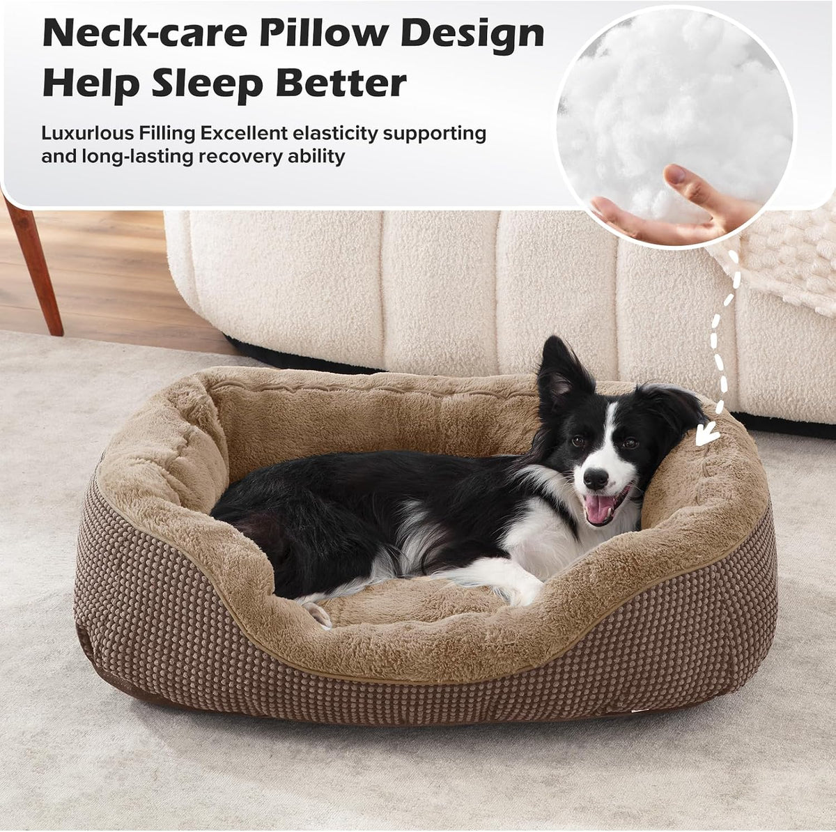Medium Dog Beds for Medium Dogs Washable, Rectangle Dog Bed Medium Size Dog, Orthopedic Dog Bed, Warming Soft Calming Sleeping Puppy Bed Durable Pet Bed with Anti-Slip Bottom M(30"x24"x9")