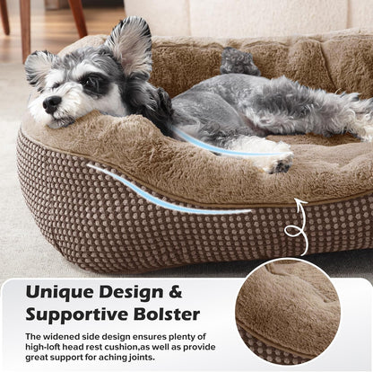Medium Dog Beds for Medium Dogs Washable, Rectangle Dog Bed Medium Size Dog, Orthopedic Dog Bed, Warming Soft Calming Sleeping Puppy Bed Durable Pet Bed with Anti-Slip Bottom M(30"x24"x9")